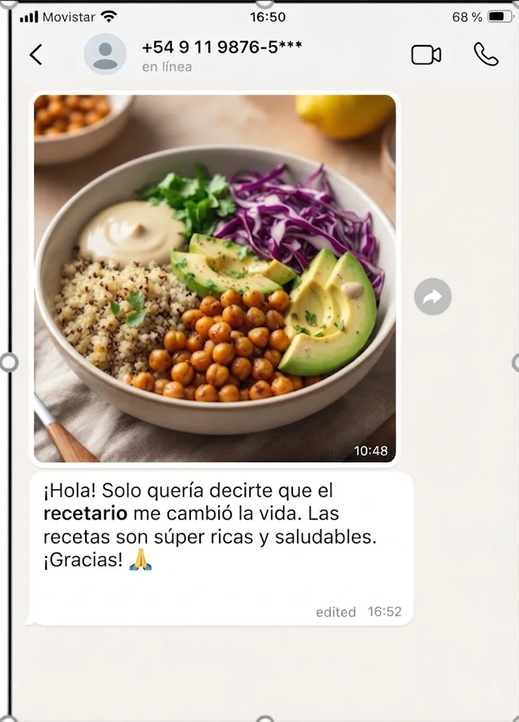 Testimonio sobre las recetas saludables de la guía