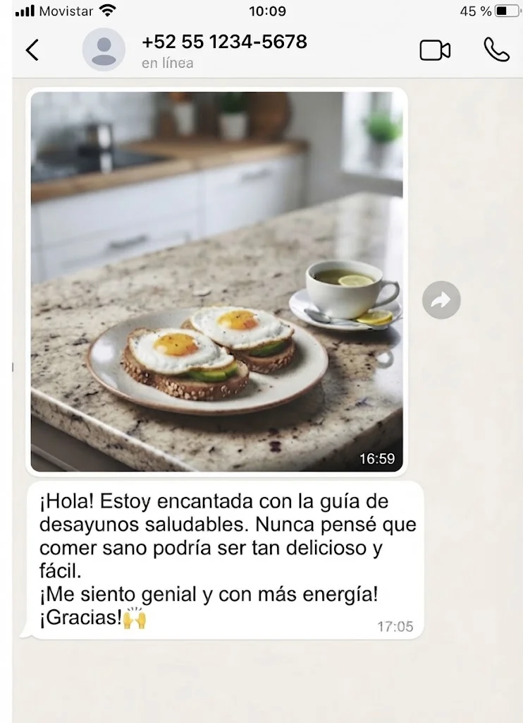 Testimonio sobre los desayunos saludables de la guía